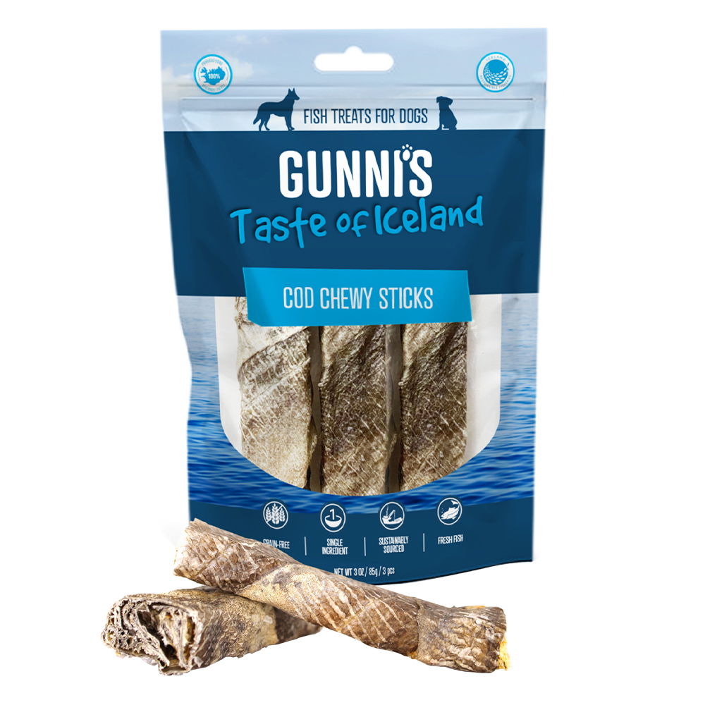 Gunni's Taste of Iceland Cod Chewy Sticks 4 Inch Dog Treats